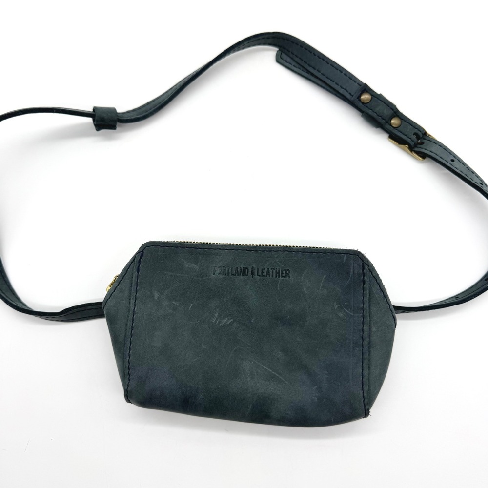 Portland Leather Company Almost Perfect Zip-Tight Belt Bag Blue Leather Boho